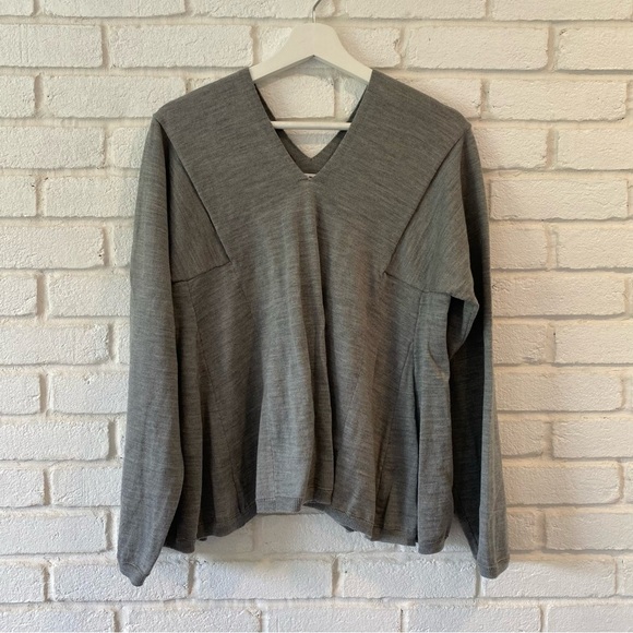 Comme Des Garcons Gray Wool V Neck Pullover Sweater Women’s Size Large - Picture 1 of 8